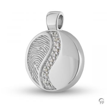 Zilveren hanger yin-yang met zirkonia’s en vingerafdruk
