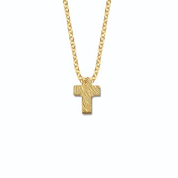 Minitials gouden asketting one signature kruis met vingerafdruk