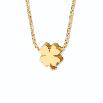 Minitials gouden asketting One Signature Klaver