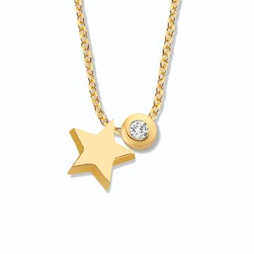 Minitials gouden asketting one signature ster met diamant en vingerafdruk