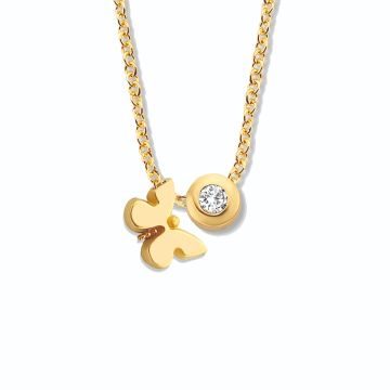 Minitials gouden asketting one signature vlinder met diamant en vingerafdruk