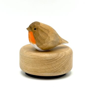 Houten mini-urn roodborstje - lindehout / eikenhout