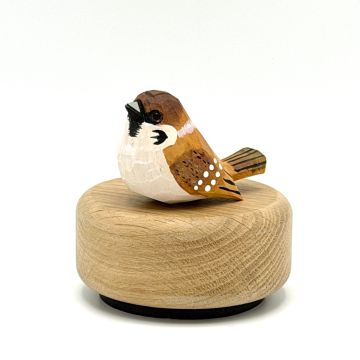 Houten mini-urn musje - lindehout / eikenhout