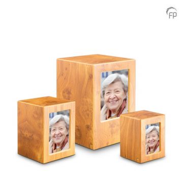 Houten fotoblok met askamer - bruin