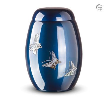 Glasfiber urn met vlinders - rood