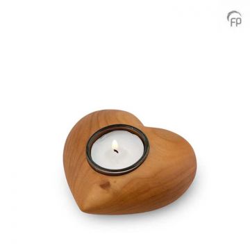 Houten kaarshouder hart mini urn