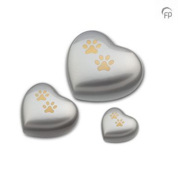 Metalen dieren hart-urn - zilverkleurig