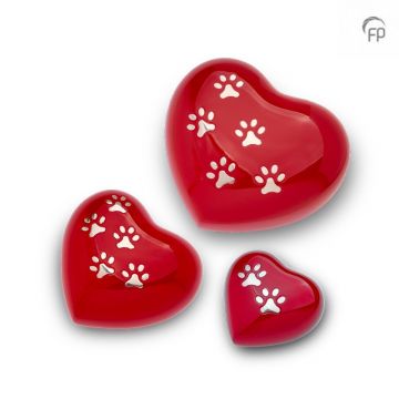 Metalen dieren hart-urn - rood