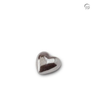 Keramische hart-urn glanzend - zilverkleurig