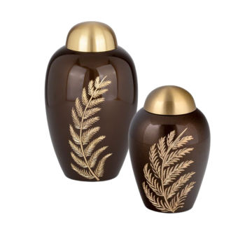 Metalen urn - bruin / goudkleurig