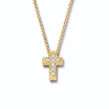 Minitials gouden asketting One Pavé Kruis