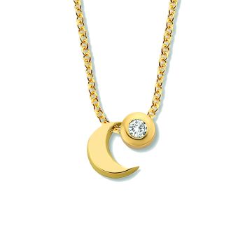 Minitials gouden ketting signature met diamant met vingerafdruk
