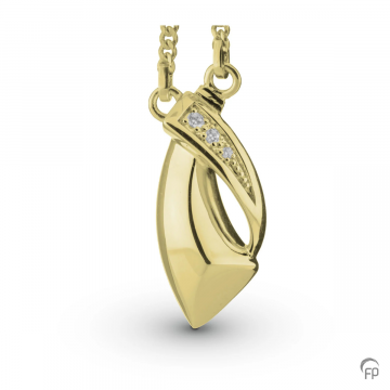 Gouden ashanger gebogen met diamanten