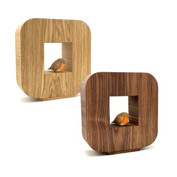 Houten urn Linde met roodborstje