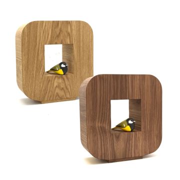Houten urn Linde met koolmeesje