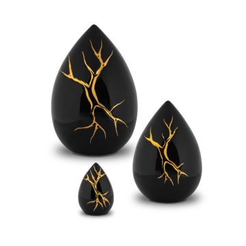 Keramische urn Kintsugi - zwart