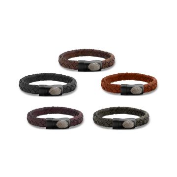 Lederen armband met zwarte sluting en vingerafdruk