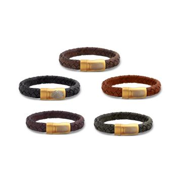 Lederen armband met goudkleurige sluting en vingerafdruk