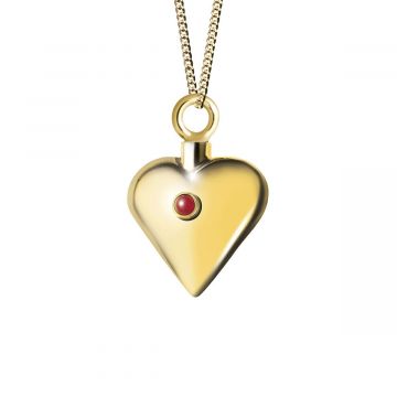 Gouden ashanger hartje met robijn