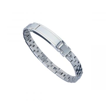 Zilveren armband met edelstalen schakelband en vingerafdruk
