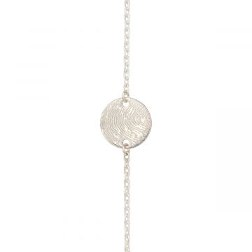 Zilveren armband met bedel rond en vingerafdruk
