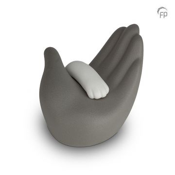 Porseleinen dierenurn hand - grijs
