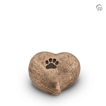 Keramische dieren troost urn hart bol - champagne