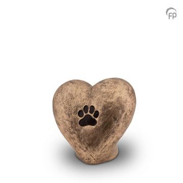 Keramische dieren troost urn staand hart - champagne
