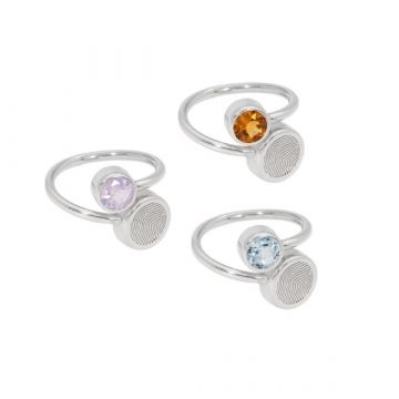 Zilveren ring met kleursteen en vingerafdruk