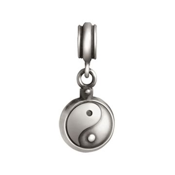 Zilveren asbedel met verzegelde asruimte Yin Yang