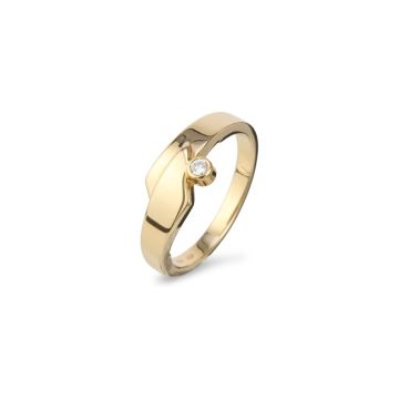 Gouden asring dames met briljant