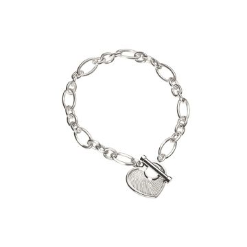 Zilveren armband schakel met bedel hart en vingerafdruk