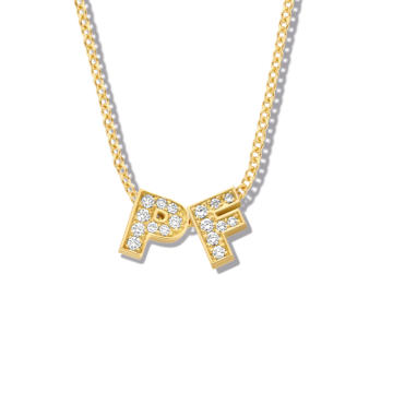 Minitials gouden ketting Pavé