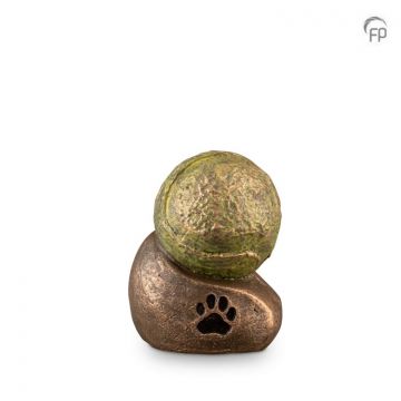 Keramische dierenurn tennisbal - bronskleurig