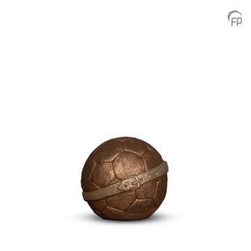 Keramische dierenurn voetbal met hondenriem - bronskleurig
