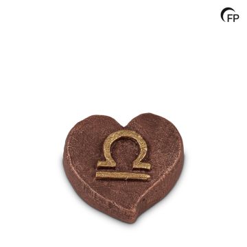 Keramische mini-urn keepsake Astro Weegschaal - bruin