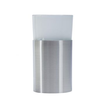 Urn waxinelichthouder rond aluminium met gekleurd glas