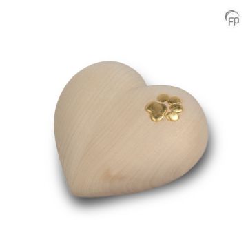 Houten dierenurn hart - lichtbruin