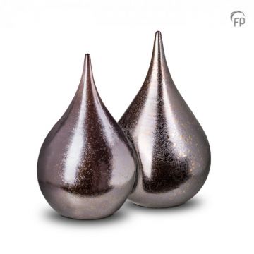 Duo urn spitsen keramiek - metallic bruin