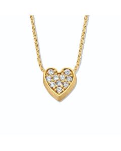 Minitials gouden asketting One Pav&eacute; Hart