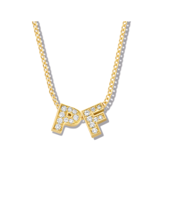 Minitials gouden ketting Pav&eacute;