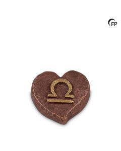 Keramische mini-urn keepsake Astro Weegschaal - bruin
