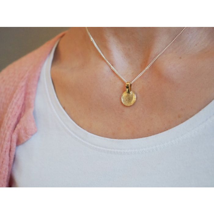Gouden hanger rondje met vingerafdruk (12.4 mm)