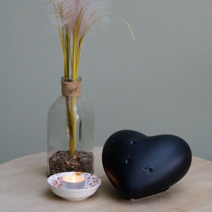 Keramische dieren hart-urn - zwart (0.70 L)