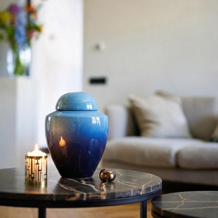 Keramische urn Aman - blauw (2.00 L)