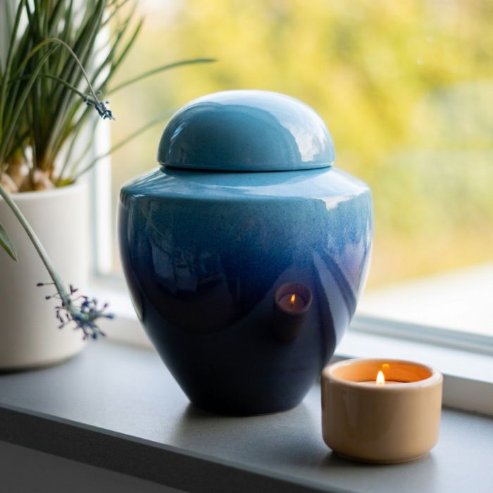 Keramische urn Aman - blauw (2.00 L)