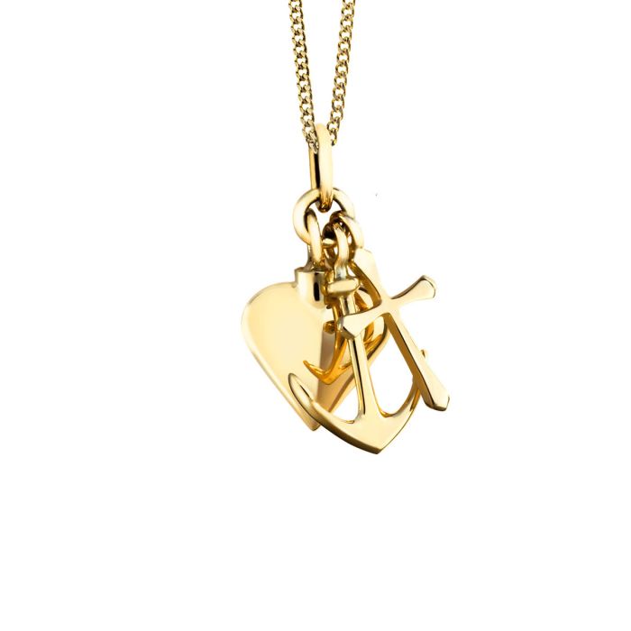 Gouden ashanger geloof - hoop en liefde (42 cm)