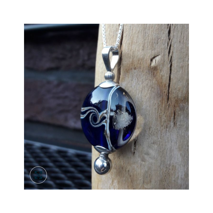 Glazen ashanger lentil - cobalt blauw (50 mm)