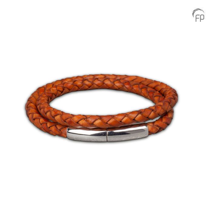 Embrace armband gevlochten leder dubbel - roodoranje - maat XL