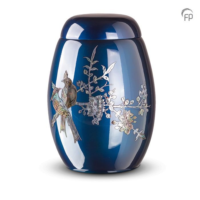 Glasfiber urn vogels - blauw